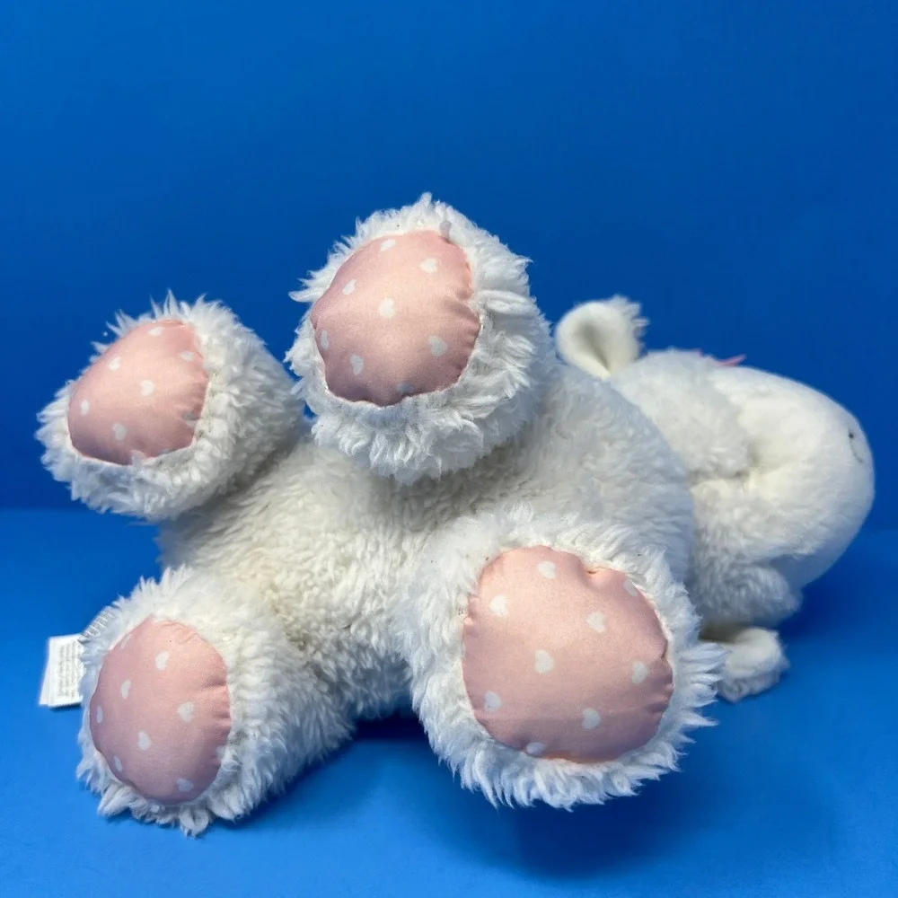 Carters Plush Lamb Small White Pink Bow Polka Dot Feet‎ Heart Patch Nursery Toy